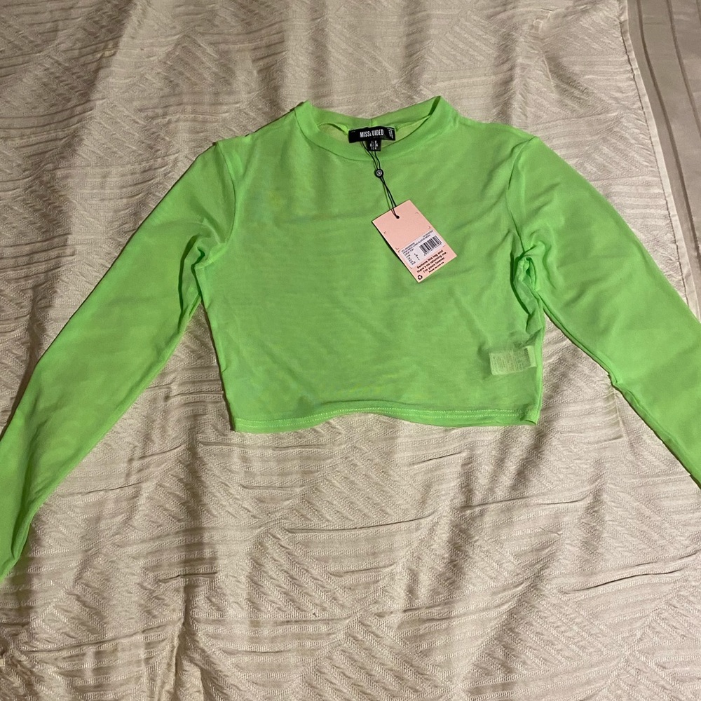 Missguided Lime Green Mesh Crop Top